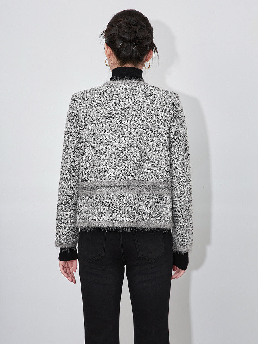 Short Windbreaker Jacket for Women Autumn Winter New Arrival Coarse Tweed Ladies Top Women's Fashion