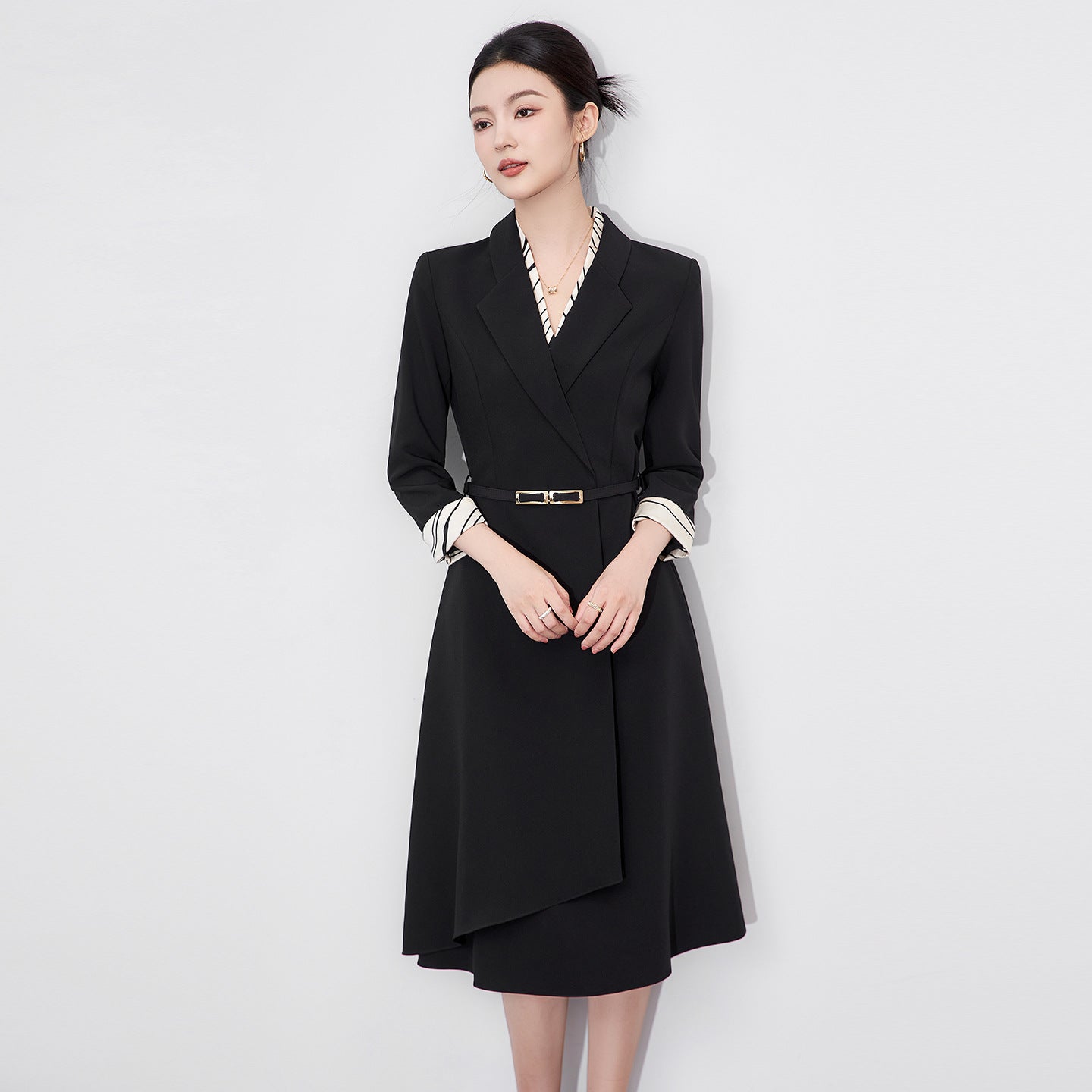 New Style Women's Slim Fit Dress Fashionable High End Sensation Western Suit Skirt Midi Length Regular Sleeve Business