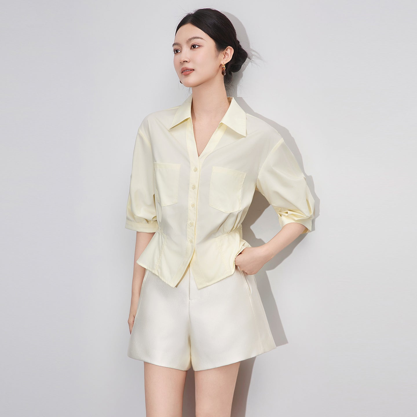 Candy Color Pure Cotton ort irt Vertical Stripes Multi-Color Casual Versatile Faionable Summer Autumn Women's Blouse