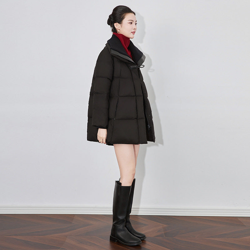 Down Jacket Women Short Vertical Thread Puffs Jacket Winter Thick Lapel Down Coat
