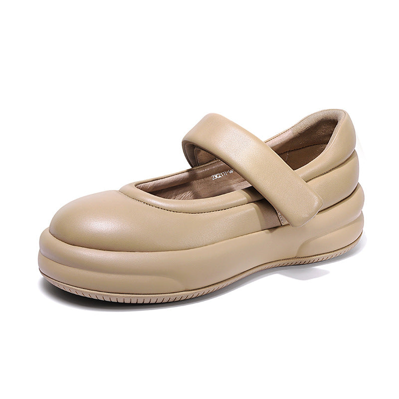 Genuine Leather Flats Mary Jane Women's Shoes Summer Soft Sole Hollow Mother's Shoes Anti-slip Sandals