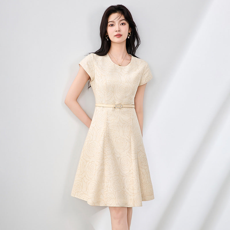 Effectiveness Dress Knee-Length round Neck Short Sleeve Polyester Fiber Weekly Updated Purchase at a Loss Dress