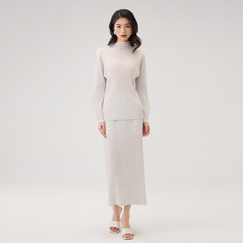 Autumn Winter Thickened Pure Cashmere Women's Batwing Sleeve Half High Collar Loose Knitted Sweater