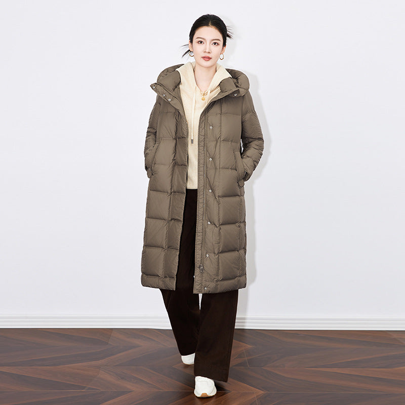 Women Down Puffer Coats Winter Warm Hooded Windproof Outerwears 90% White Duck Down Long Coat Woman Clothes