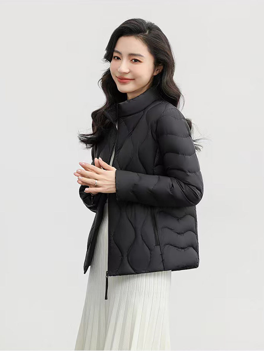 Autumn Winter Nnew Down Pjacket Women Fashion Pockets Short Stand collar Slim Warm Cotton Coat Female Outerwear