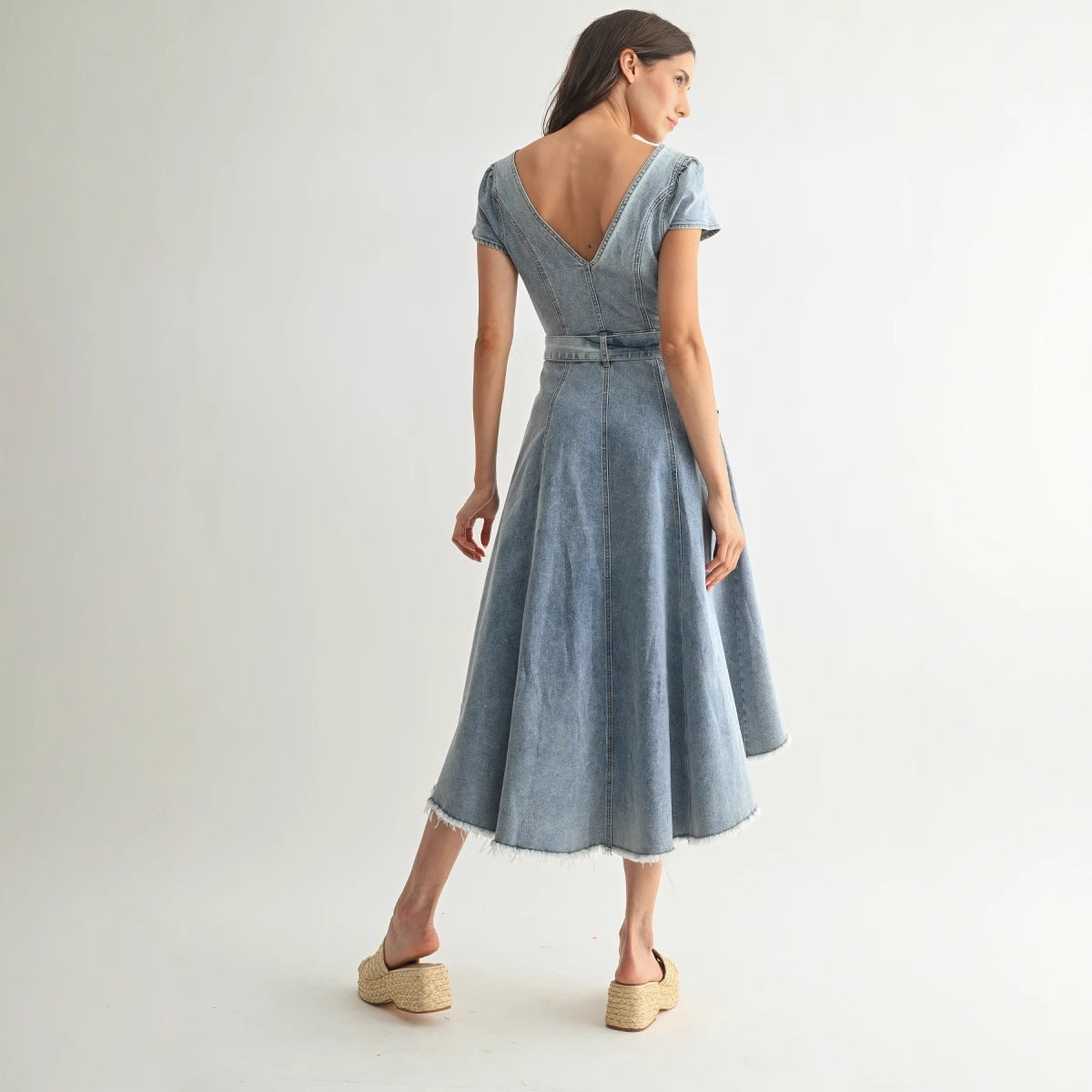 Denim Dress Women Vintage Trendy 2025 Summer New Waist-Cinching Long Dress