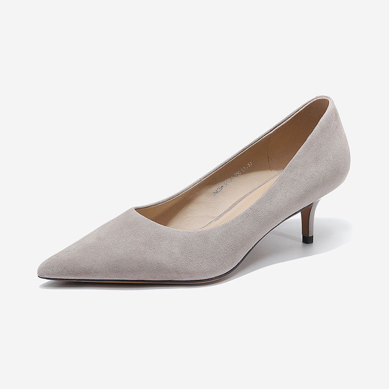 Suede Wine Red High Heels Women Sexy Pure Color Pointed Toe Pumps Slip-on Daily Wear Work Shoes
