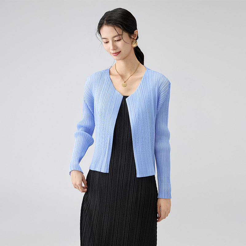 Spring New Long-sleeved Short Jacket Design Sense Solid Color Long-sleeved Cardigan