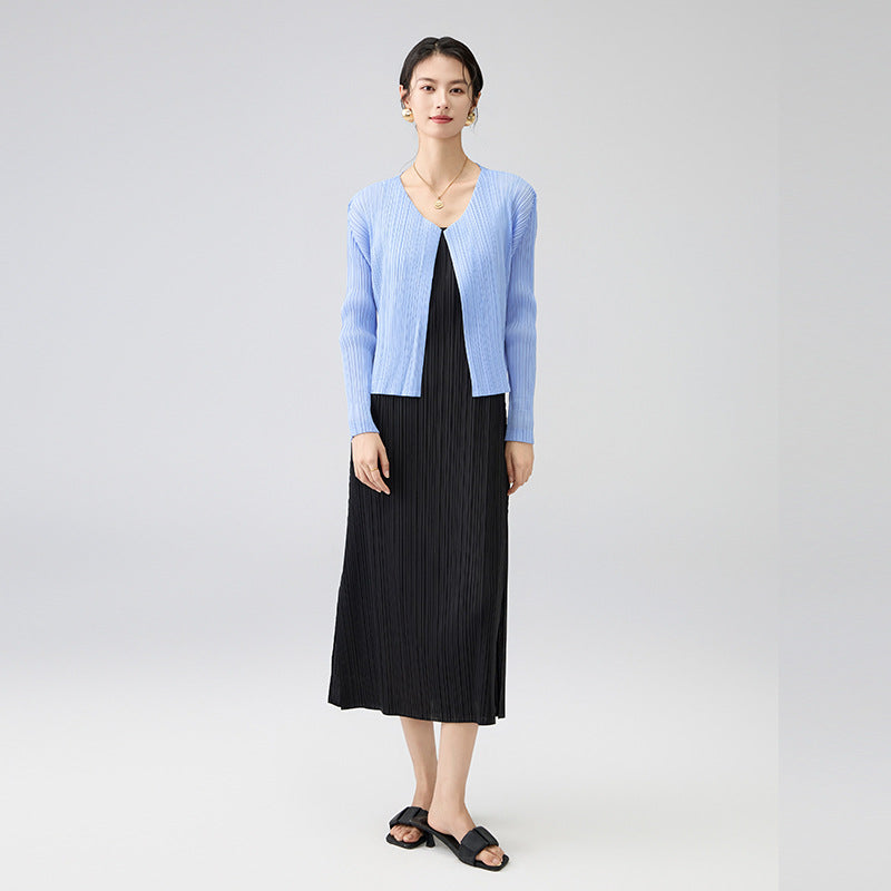 Spring New Long-sleeved Short Jacket Design Sense Solid Color Long-sleeved Cardigan