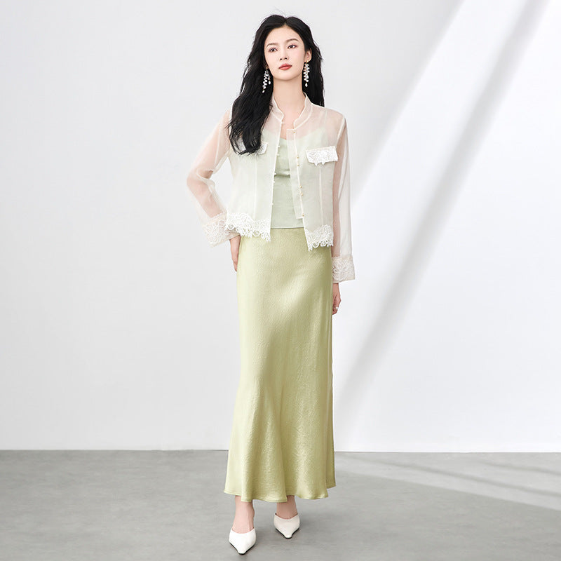 Purple Sun Protection irt Chiffon Women Summer Thin Design ort Outerwear Dstring Semi-Transparent Collar Jaet