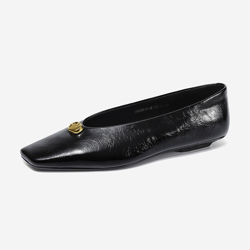 New Spring Summer Med Low Heels Black Gold Silver Dress Casual Lady Pumps Genuine Leather