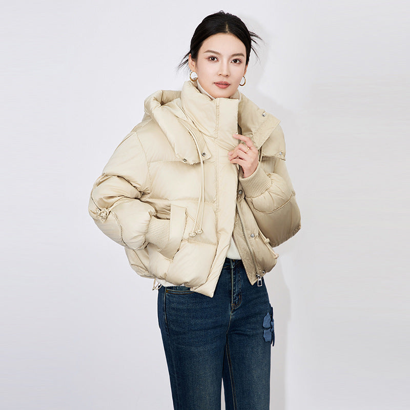 Filling Amount Short Down Jacket Warm Coat Winter 2024 Splicing Stand-up Collar Warm Coat 3 Colors For Women