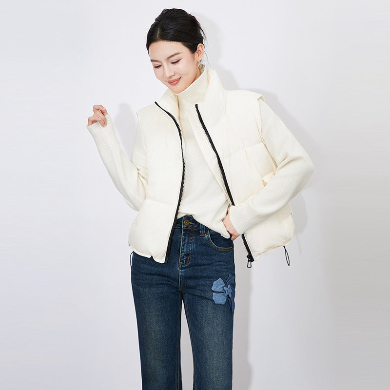 Winter Short Down Vest Stand Collar Warm Casual Elegant Sleeveless Coats Outdoor Quilted Travel Jackets Clothes