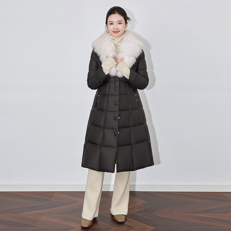 Real Fox Fur Coat Women White Goose Down Jacket Winter New European Fur Jacket Ladies Fashionable Outerwear Fur Jacket