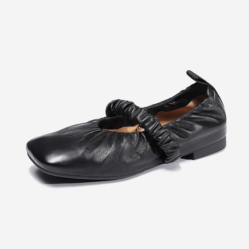 Mary Jane Vintage Women Low Heel Round Toe Ballet Loafer Classic Shoes Casual Dress Soft Flats Handmade