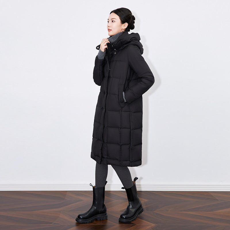 Women Down Puffer Coats Winter Warm Hooded Windproof Outerwears 90% White Duck Down Long Coat Woman Clothes