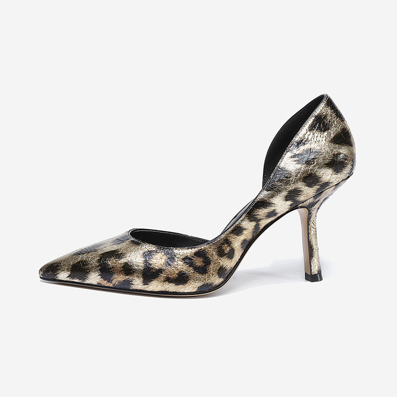 Leopard Print Red Soled High Heels French Sexy Shallow Mouth Slim Heels Internet Famous Single Shoes