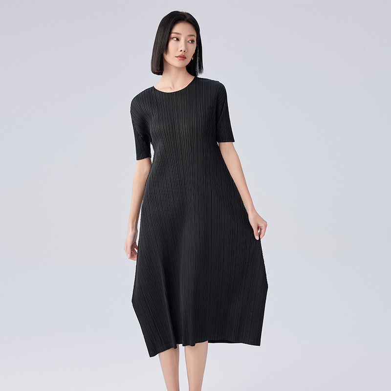 Summer New Large Size Even Loose Thin Personalized Pleated Long Dresses