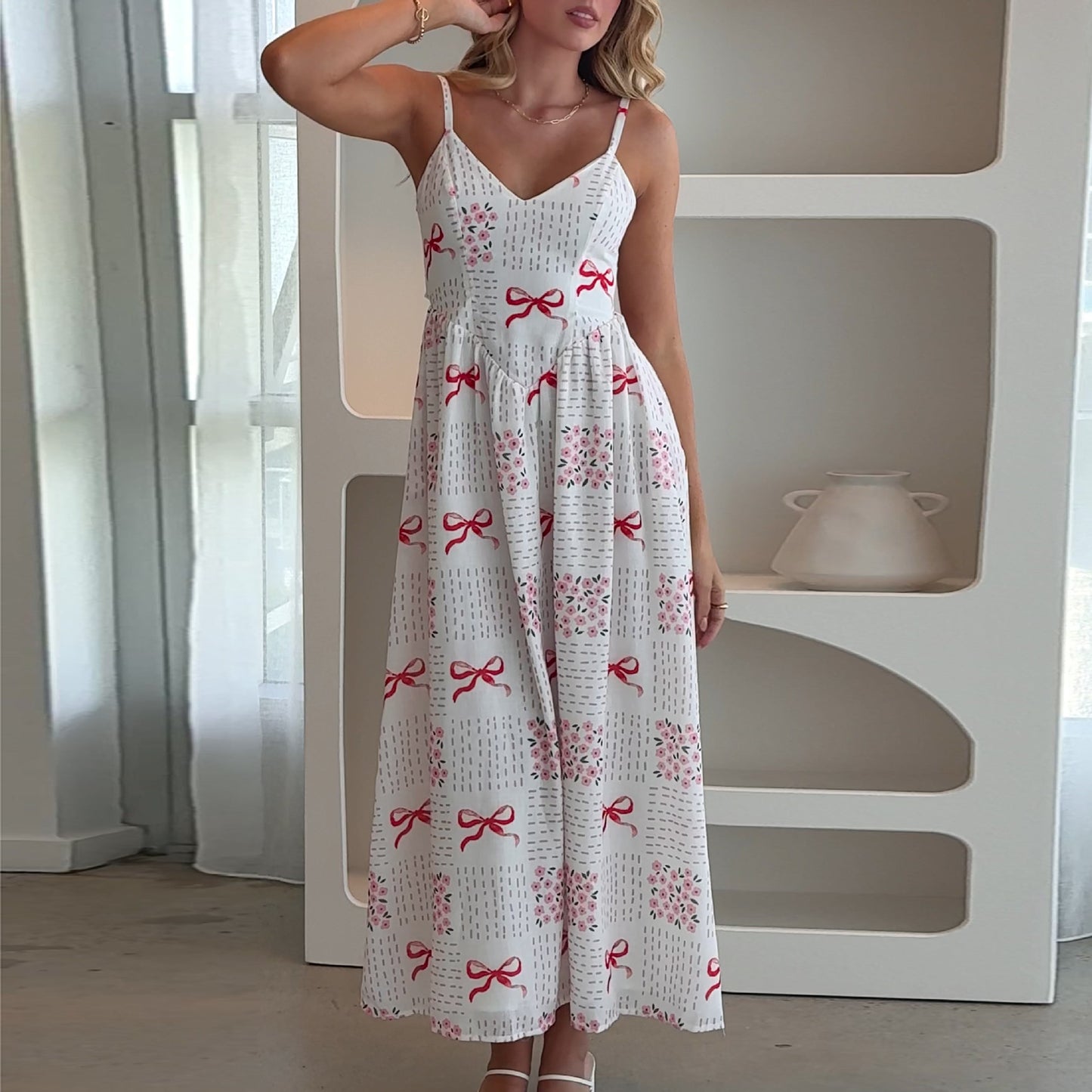 New Summer Women Sleeveless Backless A-line Dress,Woman's Clothing,Floral Dresses For Ladies,Casual Dresses,Beach Dresses