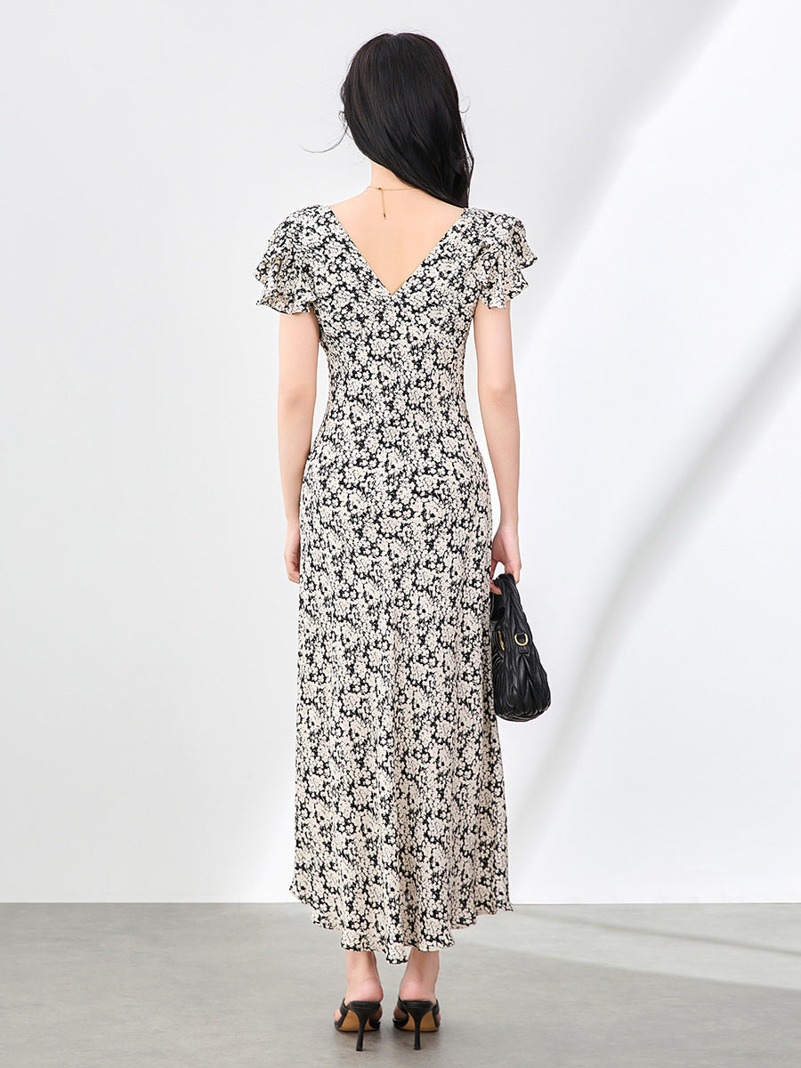 Women Dresses O-neck Puff Sleeve Robe Fashion Vestido Femme Slim Summer Maxi Dress