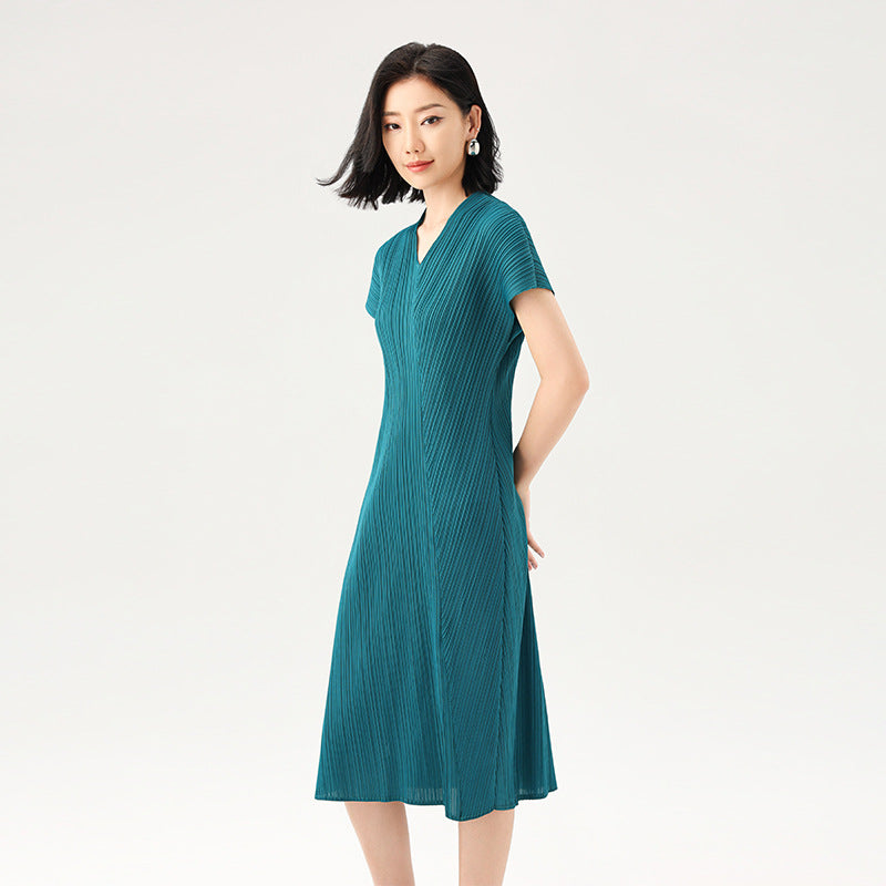 Summer Dress for Party Solid Color Sleeveless V-neck Woman Elegant Casual Dresses