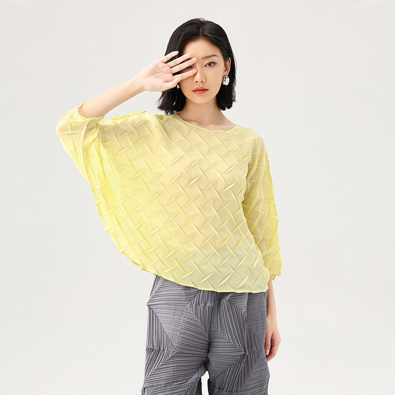 Women's T-Shirt Solid Color Bat Sleeve Design Lightweight Style Fashion Casual Tops