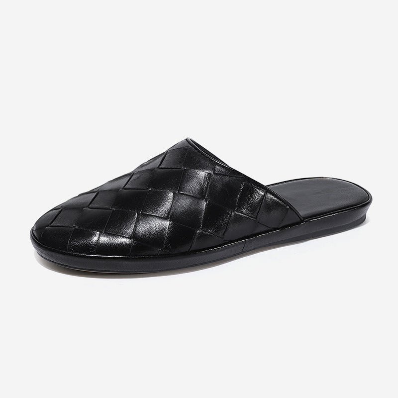 Genuine Leather Slipper Solid Color Slip-On Fashion Outdoor Elegant Concise Women Shoes
