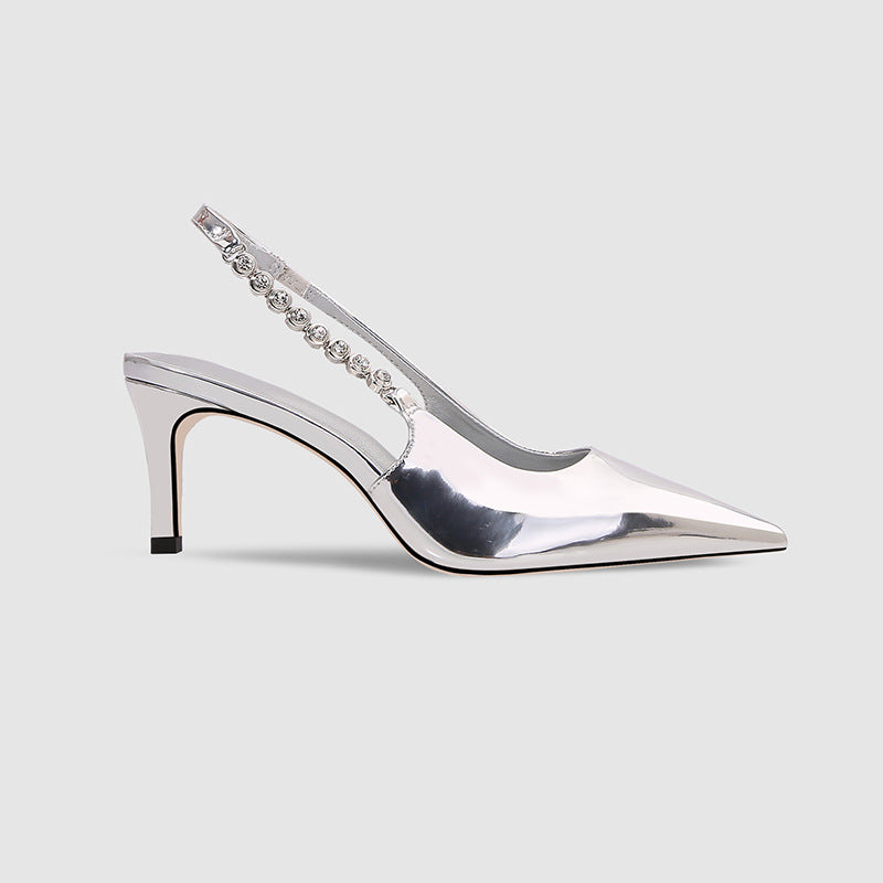Women's Pumps Sexy Pointed High Heels Silver Leather Party Pumps Fashion Elegant Dress Shoes