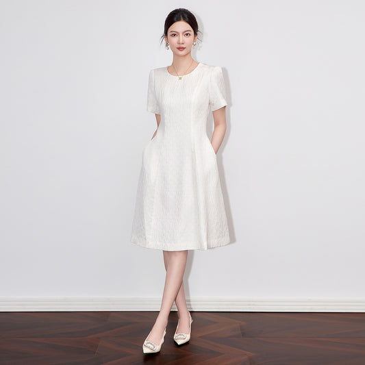 Summer Casual French Elegant Puff Sleeve Short Sleeves Dress