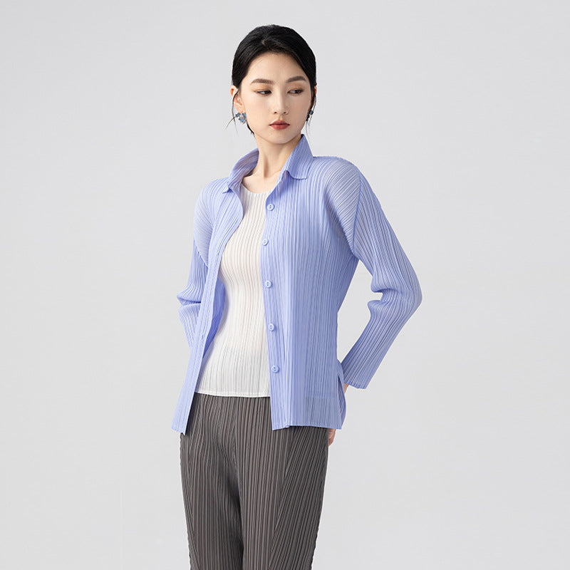Women Spring Summer Blouses Shirts Lady Fashion Casual Long Sleeve Turn-down Blue Stripes Blusas Tops