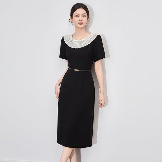 Fashion design Women's Simple Dress Short Sleeve High waist Slim-Fit Hip Wrap Summer Short Dresses With Belt
