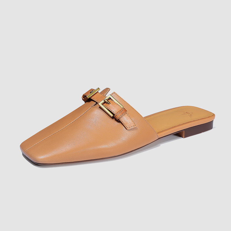 Women's Outerwear Summer New Half Top Single Shoes Fashion Muller Shoes French Coarse Heel Cool Straw