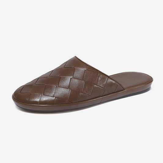 Genuine Leather Slipper Solid Color Slip-On Fashion Outdoor Elegant Concise Women Shoes