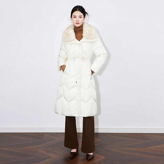 Woman Winter Down Cotton Jacket Long Coat With Belt New Hooded Pockets Zipper Thick Warm Female Hooded Padded Parkas