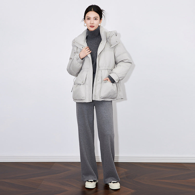 Women Short Puffer Jacket Casual Loose Over Size Autumn Winter Warm Outwear With Hood White Duck Down Short Coats