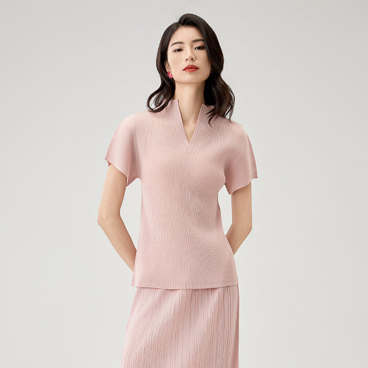 Summer New Fashion V-neck Versatile Slim Thin Temperament Blouse Senior Sense T-shirt