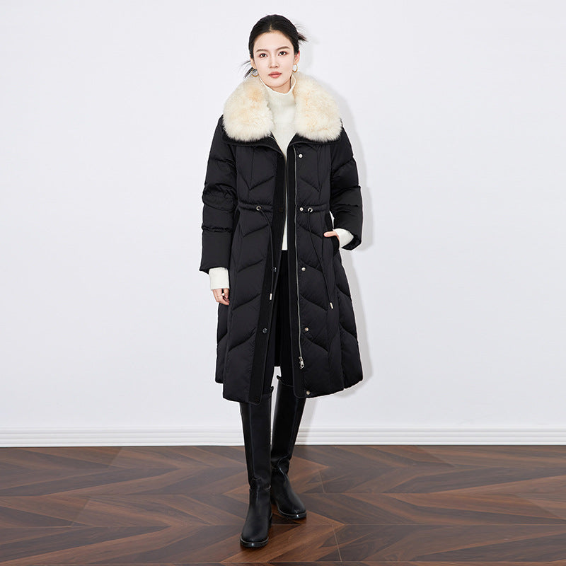 Woman Winter Down Cotton Jacket Long Coat With Belt New Hooded Pockets Zipper Thick Warm Female Hooded Padded Parkas