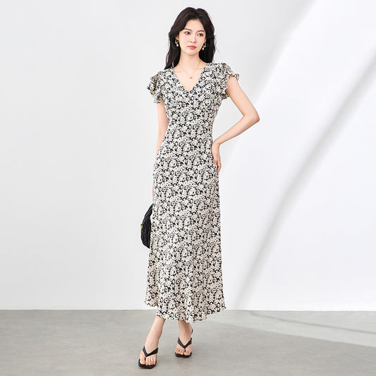 Women Dresses O-neck Puff Sleeve Robe Fashion Vestido Femme Slim Summer Maxi Dress