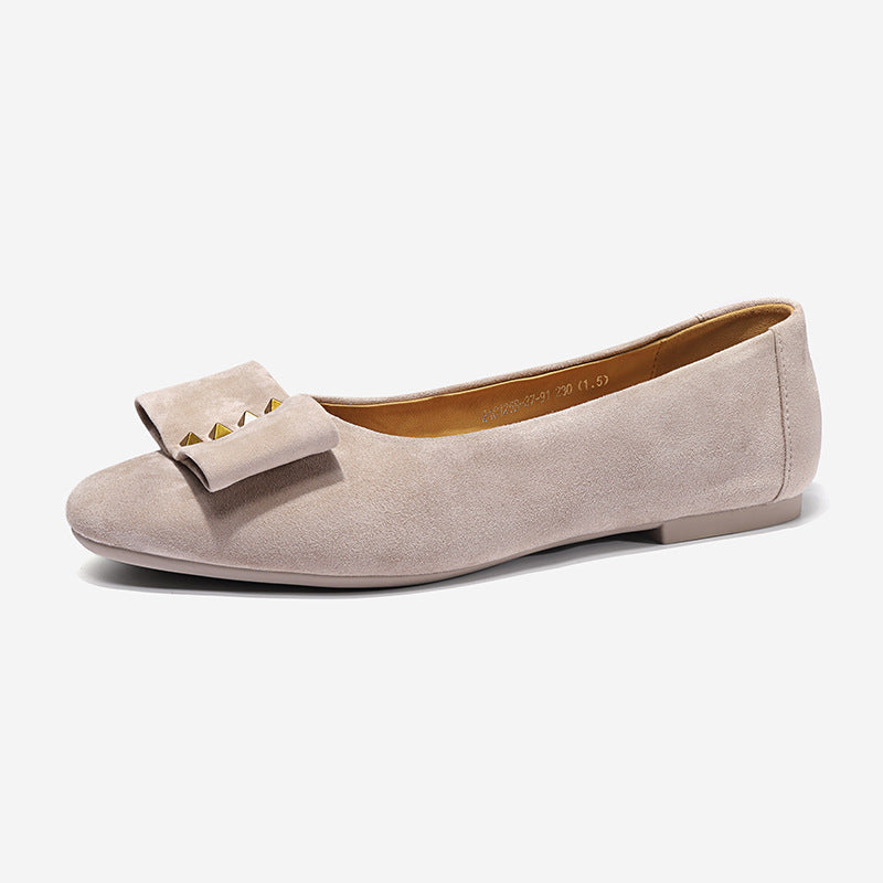 Woman Velvet Shallow Mouth Single Shoes Willow Fashion Females Butterfly-Knot Mary Janes Ballet Dance Shoes