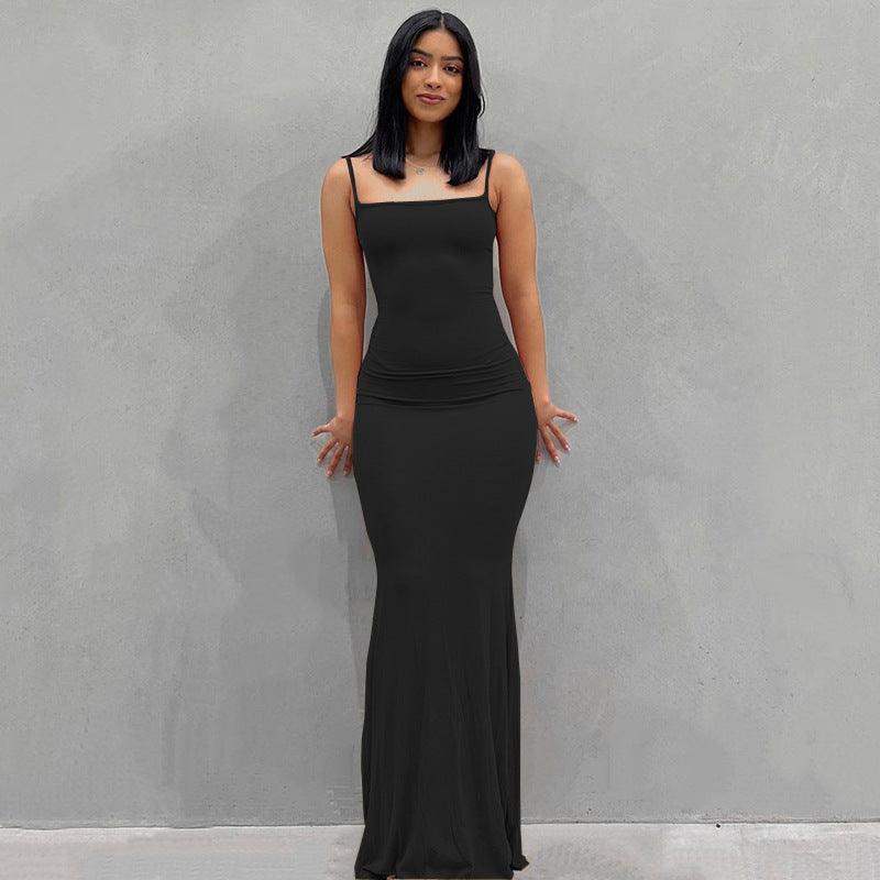 Woman Fashion New Summer Solid Colour Sexy Slim Camisole Skirts