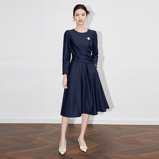 Elegant Tailored Pleated Dress Design High-end Glossy Little Dress Banquet Formal Occasion