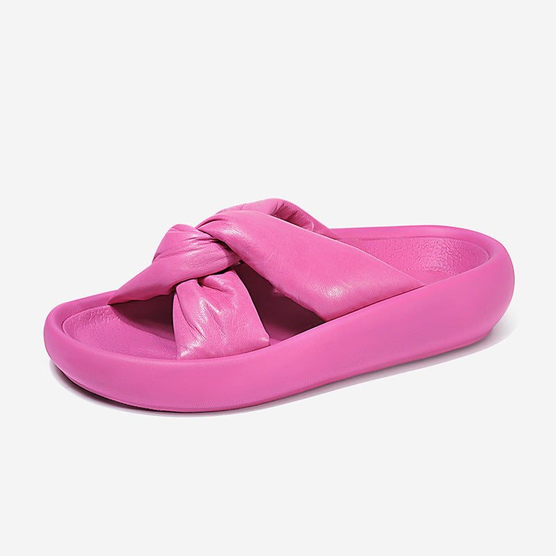 Womens Slip On Square Toe Slide Sandals