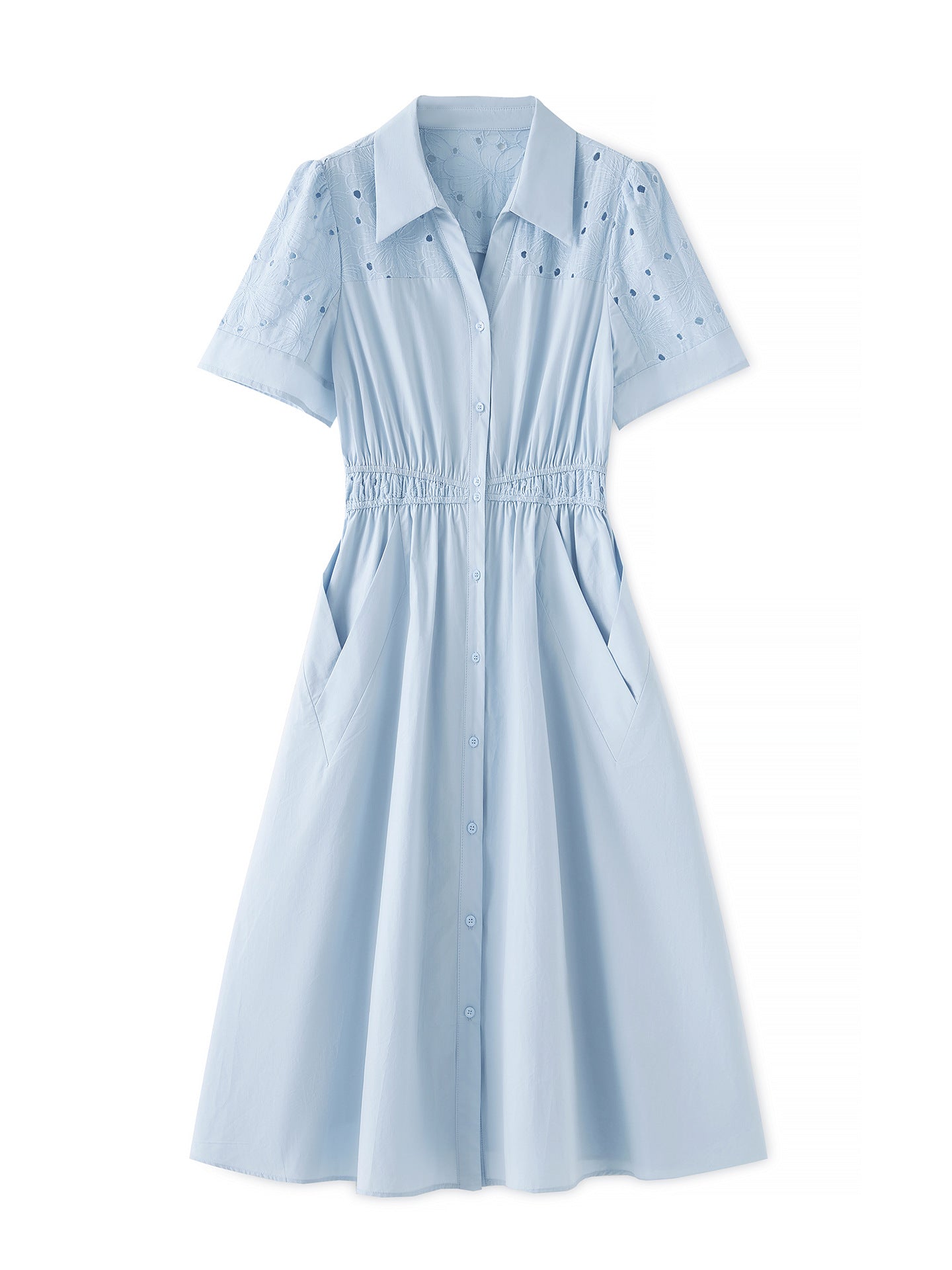 Women Straight Casual Shirt Dresses 2025 Summer Elegant Turn Down Collar Sashes Solid Simple Dress