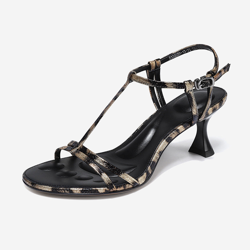 Women's High Heel Sandals Summer Shoes Peep Toe T-Strap Stilettos Ladies Wedding Evening Party Dress