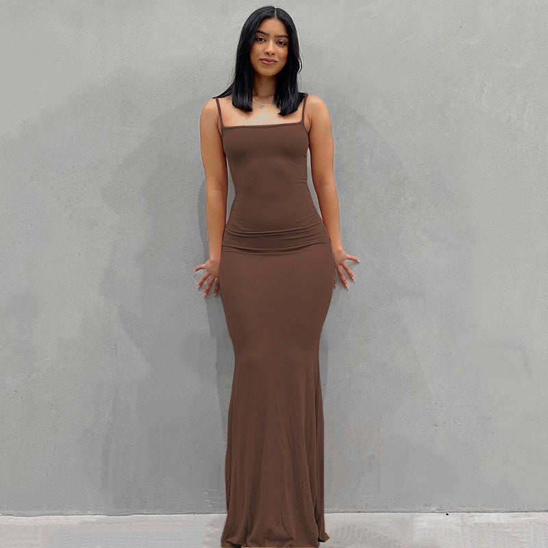Woman Fashion New Summer Solid Colour Sexy Slim Camisole Skirts
