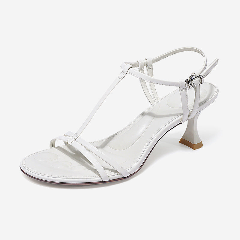 Women's High Heel Sandals Summer Shoes Peep Toe T-Strap Stilettos Ladies Wedding Evening Party Dress
