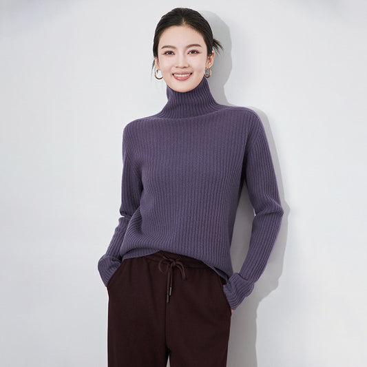 Wool Sweater Women's Knitted Sweaters 100% Merino Wool Turtleneck Long-Sleeve Pullover Winter Autumn Jumper Top Clothes