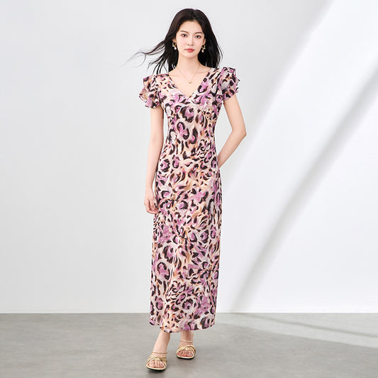 Summer Designer Leopard Print Dresses For Women's Holiday Dresses Plus Size Female Long Dresses Women's Clothing Fashion