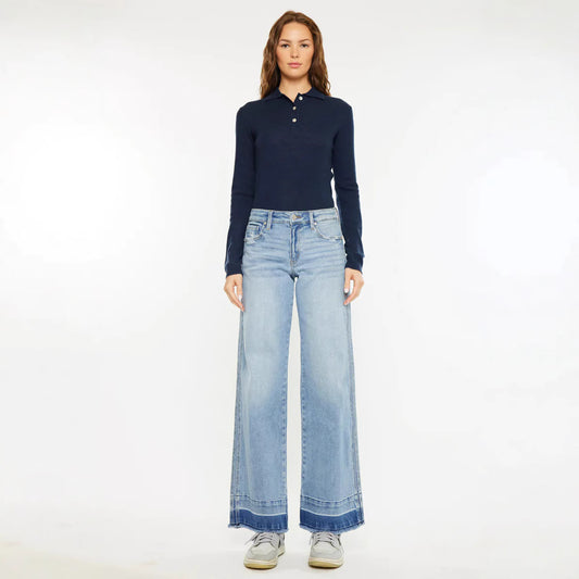 Women Jeans High Waist Wide Leg Pants with Pockets Fashion Casual Long Trousers