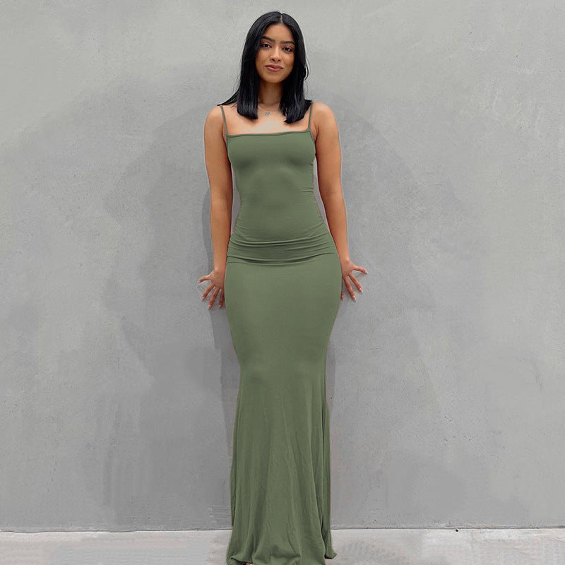 Woman Fashion New Summer Solid Colour Sexy Slim Camisole Skirts